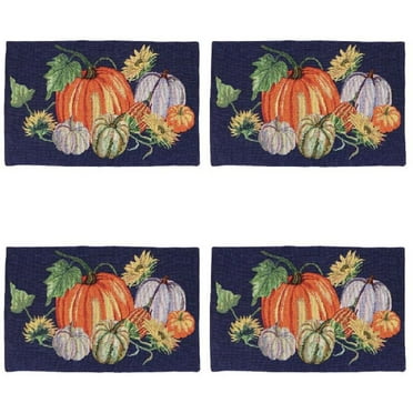 Bardwil Pumpkins & Leaves Fall Inspiration Rectangular Placemat 13" X 19"